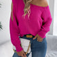 Women Casual Solid Color Hollow Out Off-Shoulder Long Sleeve Pullover Sweater