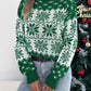 Snowflake Pattern Lantern Sleeve Turtleneck Pullover Sweater