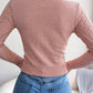 European & American Fashion Hollow Out Cable Knit Long Sleeve Sweater