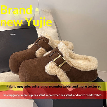 Baotou Semi-drag Fleece Lazy Cotton Slippers