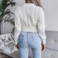 Cable Knit Waist Cinched Cropped Sweater