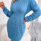 Casual Cable Knit Waist Cinched Bodycon Sweater Dress