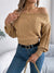 Women Casual Solid Color Off-Shoulder V-Neck Long Sleeve Pullover Sweater