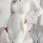 Casual Cable Knit Waist Cinched Bodycon Sweater Dress
