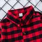 Girls red plaid letter print shirt