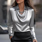 Collared Long-Sleeve Shirts Fashion Commuter Solid Color Blouse Casual Business Tops Women's Clothing