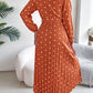 Women's Elegant Color-Blocked Polka Dot Cross V-Neck Pleated Maxi Dress