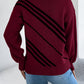Women Casual Striped Round Neck Lantern Sleeve Long Sleeve Pullover Sweater