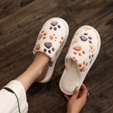Women's Cartoon Print Versatile Velvet Cotton Slippers