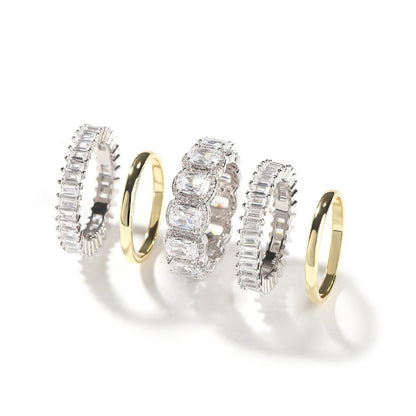 Mens Ring Set Diamond Encrusted  5 Piece Ring Set