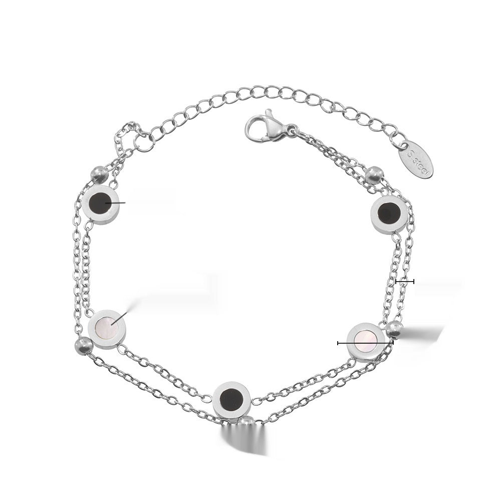 Black And White Shell Necklace And Bracelet Made Of Stainless Steel