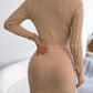 Women Sexy Hollow Out Cable Knit Cinched Bodycon Sweater Dress