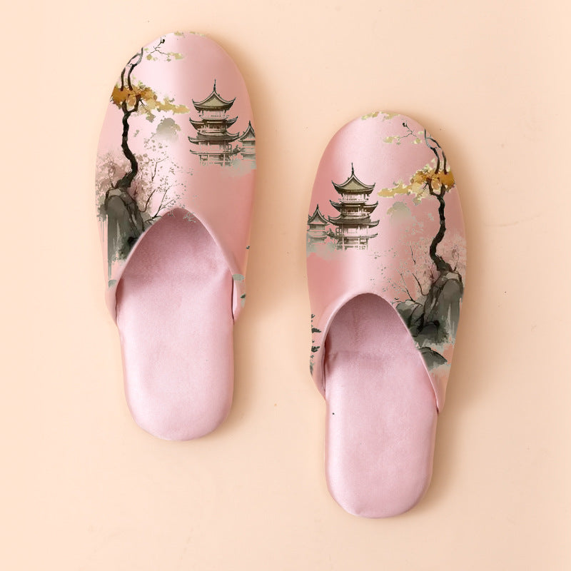 Women's Fashionable Non-slip Printed Fabric Slippers
