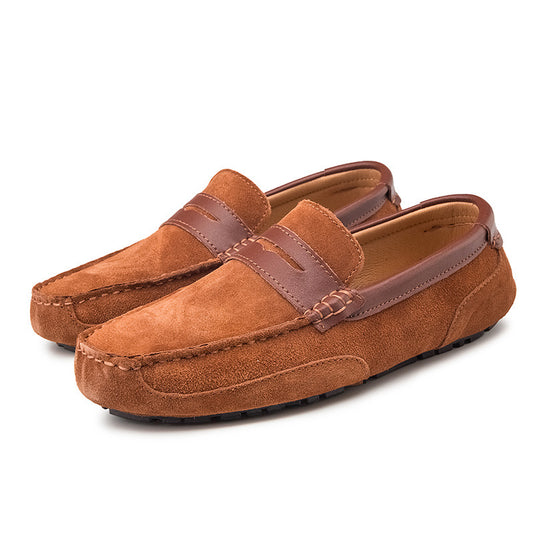 New Color-block Edging Slip On Loafer For Men Versatile Leather Shoes
