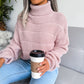 Women Turtleneck Long Sleeve Hollow Out Base Knit Sweater