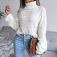 Women Turtleneck Long Sleeve Hollow Out Base Knit Sweater