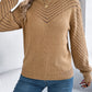 Women Casual Solid Color Crew Neck Hollow Out Lantern Sleeve Sweater