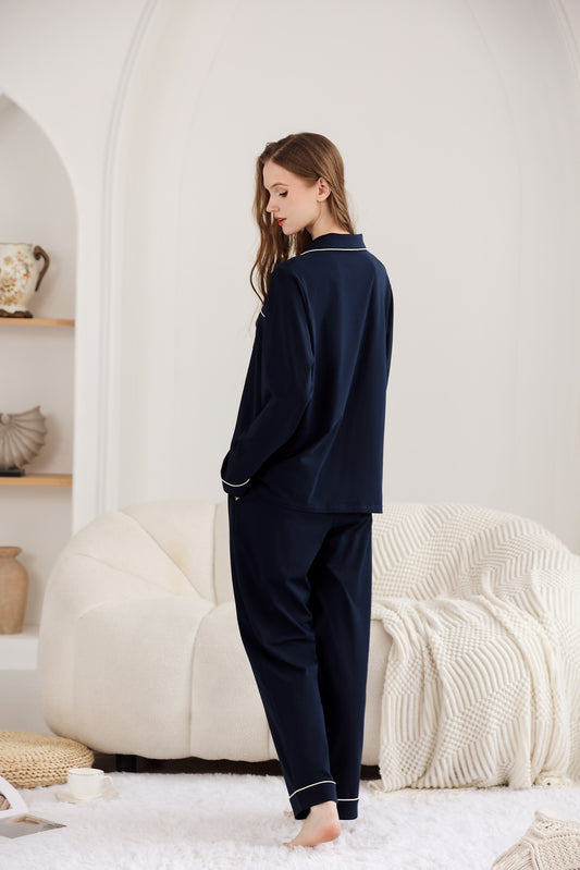 RONGTAI Cotton Womens Pajama Sets Comfy Fall Winter Pajama Set Long Sleeve Sleepwear 2 Pcs Pjs Nightwear S-XXL