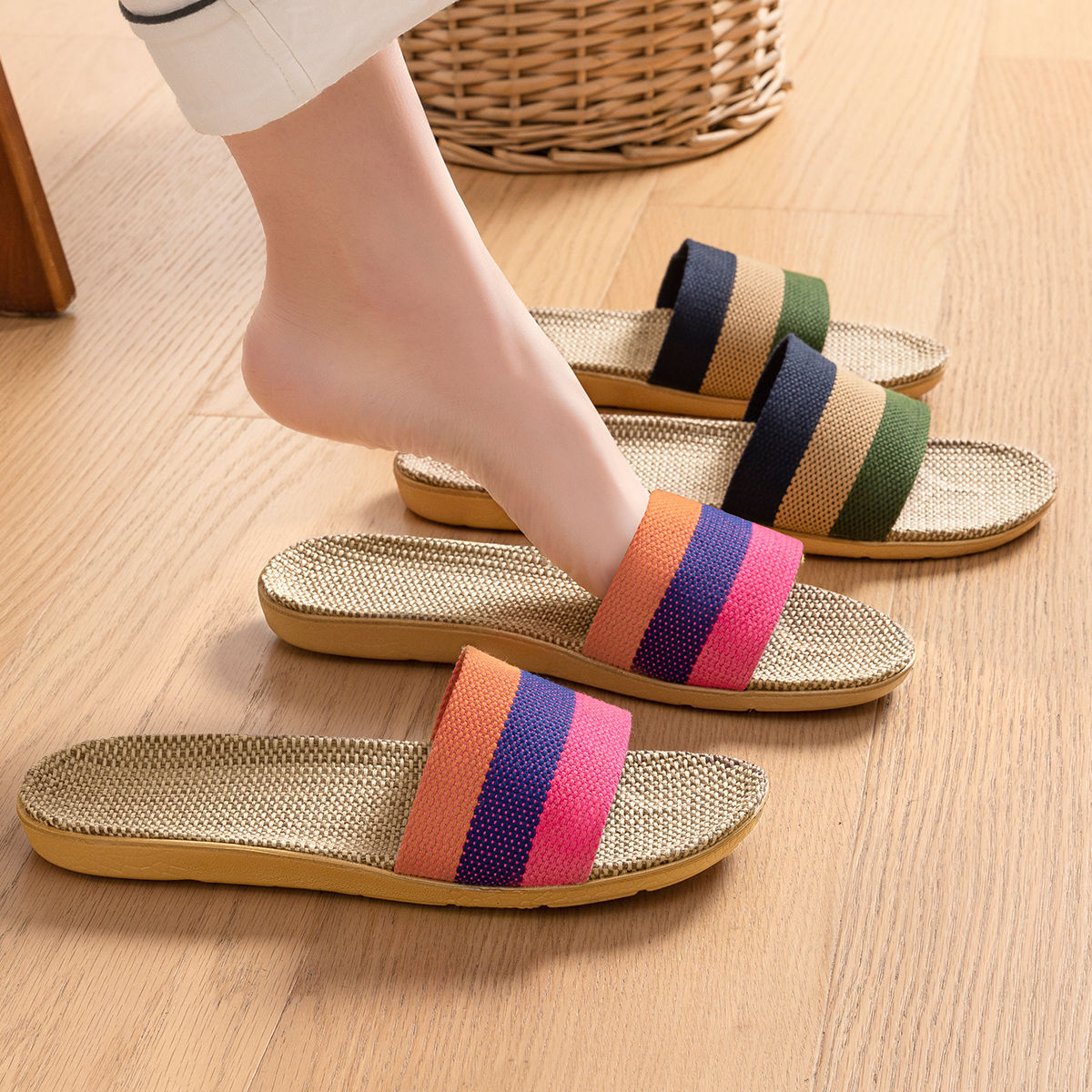 Linen Slippers Deodorizing Sweat-absorbing And Quiet