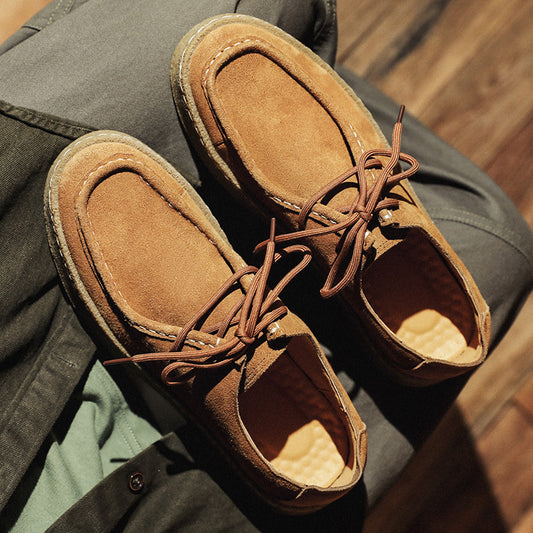 Versatile Suede Sneakers In British Style Made From Genuine Leather