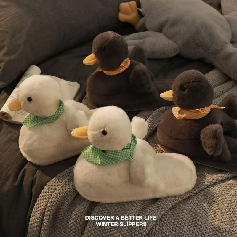 Cute Cartoon Cotton Slippers For Women Non-Slip Furry Indoor