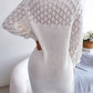 Fashion Hollow Out Off-Shoulder Long Sleeve Pullover Sweater Dress