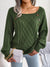 Casual Square Neck Buttoned Cable Knit Pullover Sweater