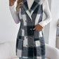 Women's Plaid Double-Breasted Pocket Tweed Long Vest