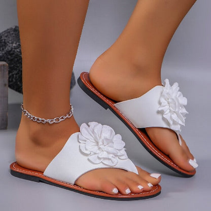 Sweet Flower Flat Slippers Casual Versatile Beach Sandals