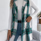 Women's Plaid Double-Breasted Pocket Tweed Long Vest