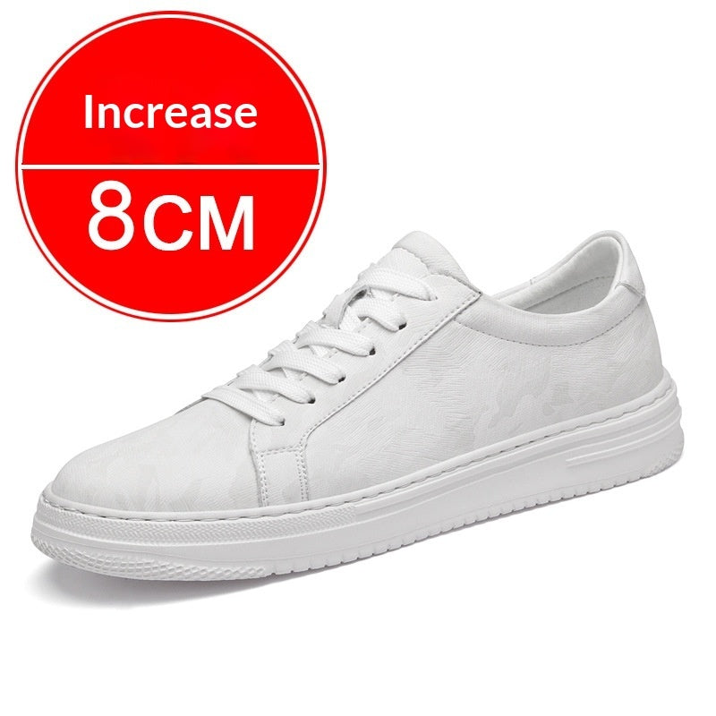 Mens Invisible Height Increasing Thick Soled Elevating Shoes Mens Casual White Trendy Athletic Sneakers