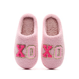 Warm Grid Letter Cotton Women's Slippers