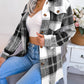 Women's Color-Blocked Plaid Long Sleeve Tie-Waist Thick Tweed Coat