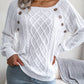 Casual Square Neck Buttoned Cable Knit Pullover Sweater