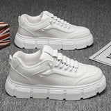 Mens Stylish Microfiber Chunky-soled Trendy All-match Casual Shoes