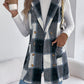 Women's Plaid Double-Breasted Pocket Tweed Long Vest