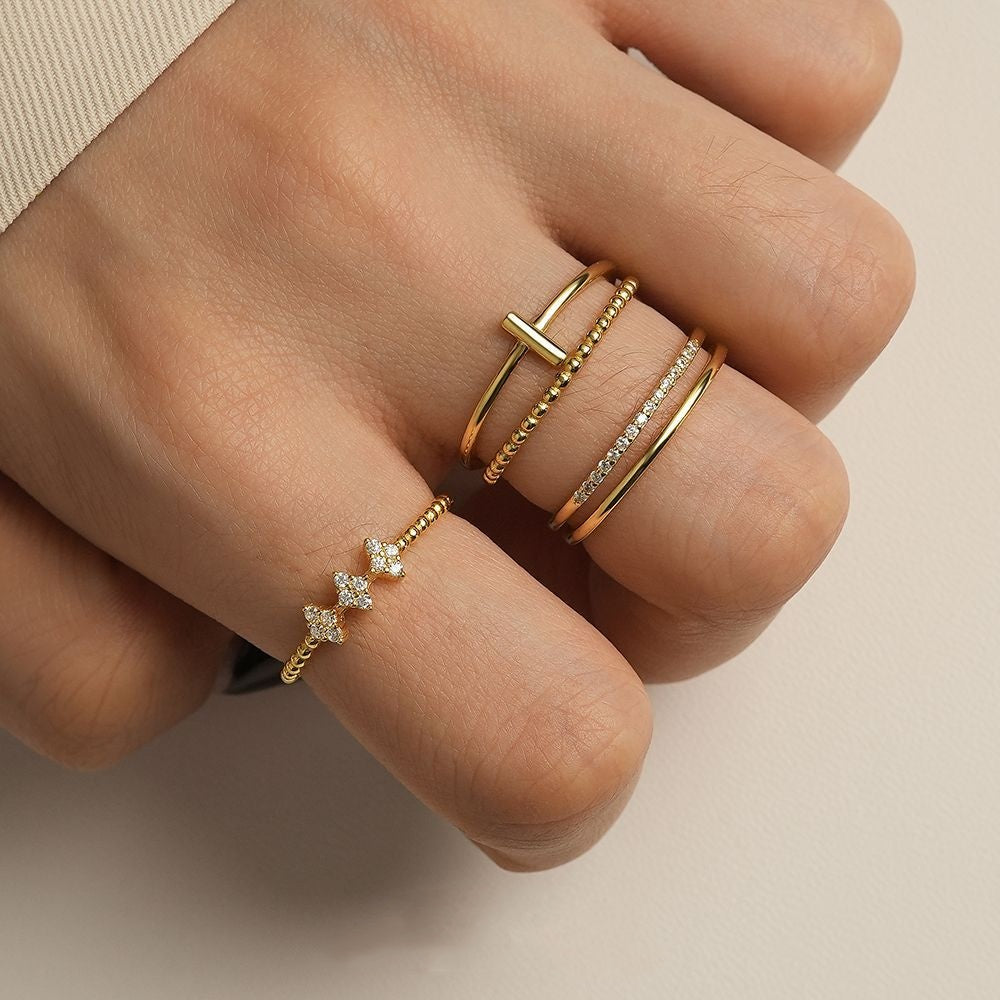 Geometric Open Design Womens Cross Ring With Diamonds A Niche Statement Piece