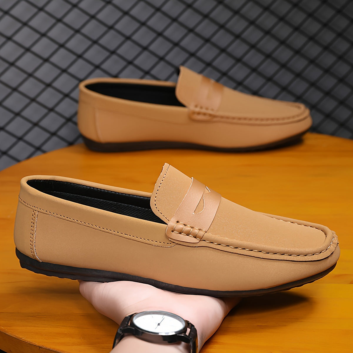 Mens Solid Color Penny Loafers Slip-On Shoes