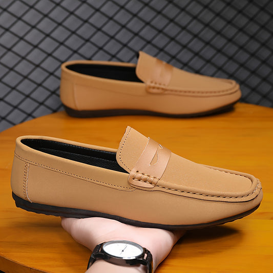 Mens Solid Color Penny Loafers Slip-On Shoes