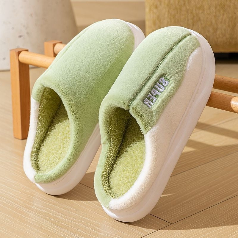 Thick-soled Fleece-lined Non-slip Plush Slippers For Men And Women To Wear At Home