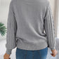 Women Casual Solid Color Hollow Out Lantern Sleeve Pullover Sweater