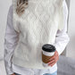 Women Ruffled Diamond Knit Sweater Vest
