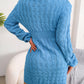 Casual Cable Knit Waist Cinched Bodycon Sweater Dress