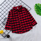 Girls red plaid letter print shirt