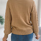 Women Casual Solid Color Hollow Out Lantern Sleeve Pullover Sweater