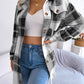 Women's Color-Blocked Plaid Long Sleeve Tie-Waist Thick Tweed Coat