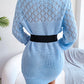 Fashion Hollow Out Off-Shoulder Long Sleeve Pullover Sweater Dress