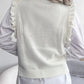 Women Ruffled Diamond Knit Sweater Vest