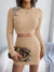 Casual Cable Knit Cropped Sweater Bodycon Dress Set