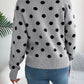 Casual Color Block Polka Dot Long Sleeve Pullover Sweater
